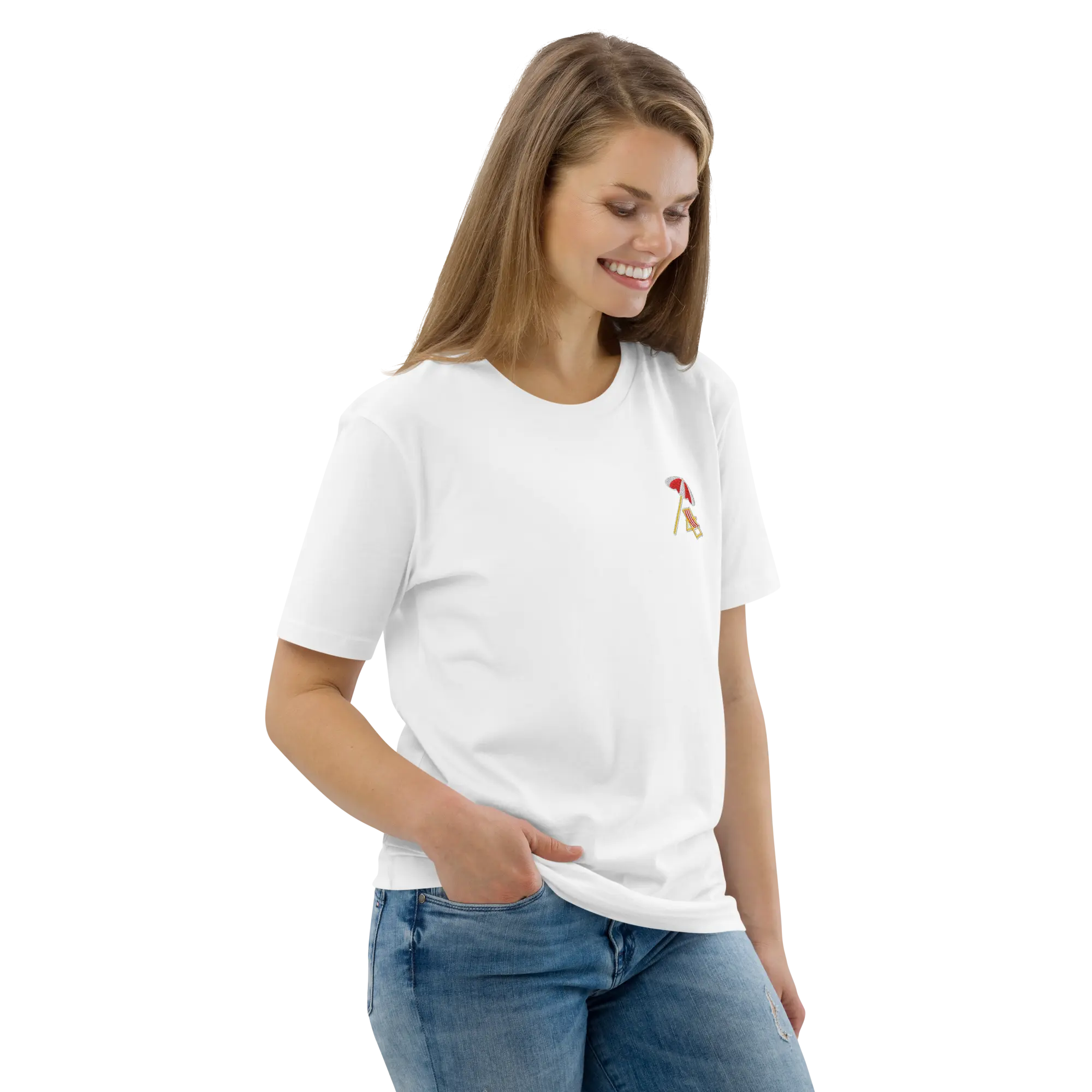 LAPERO T-Shirt Coton Biologique Plage Blanc