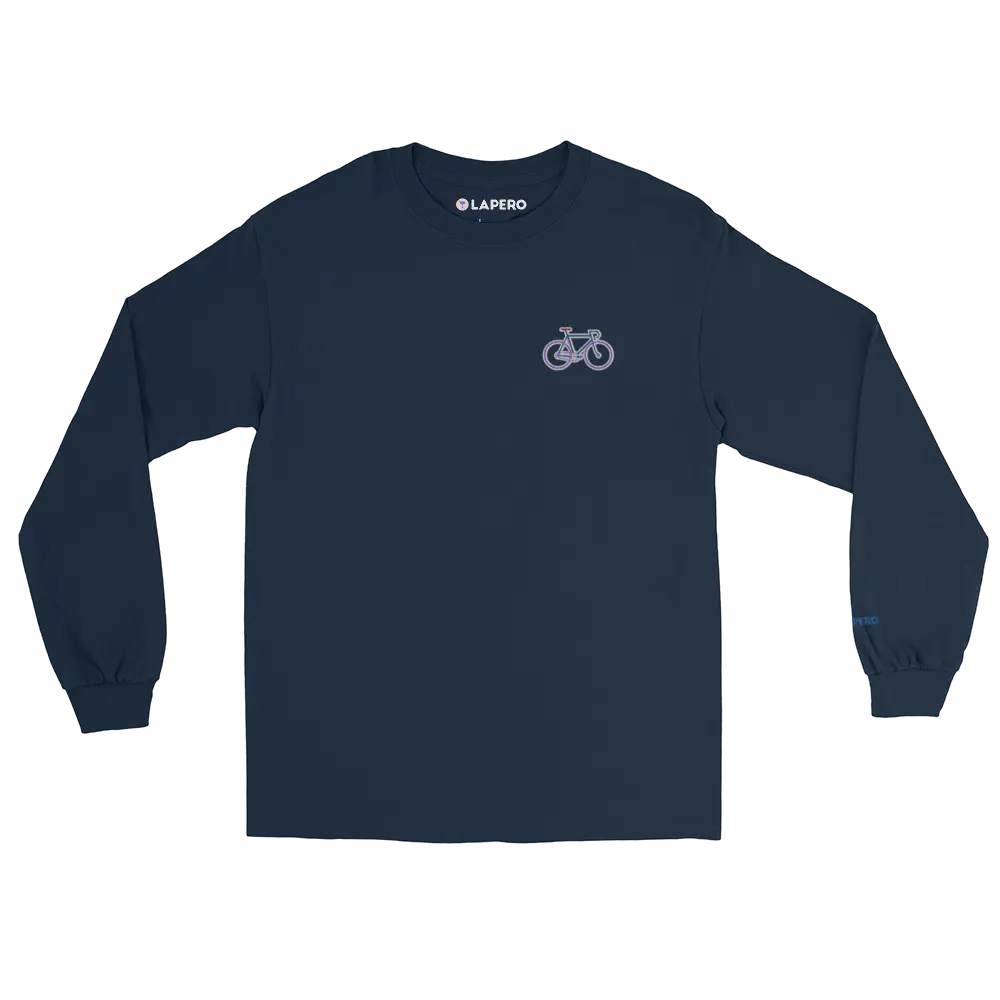 LAPERO T-Shirt Manches Longues Vélo Brodé Bleu Marine