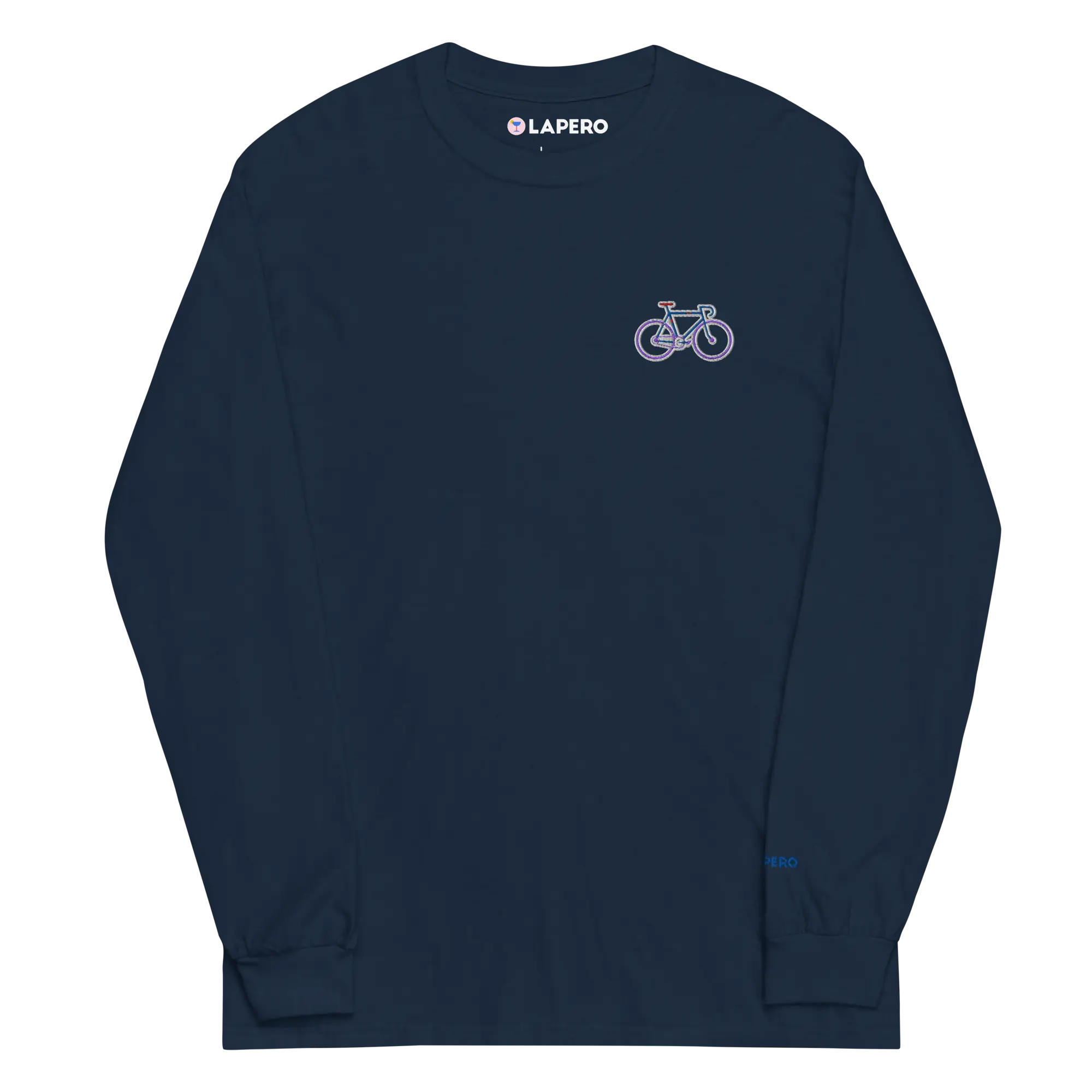 LAPERO T-Shirt Manches Longues Vélo Brodé Bleu Marine