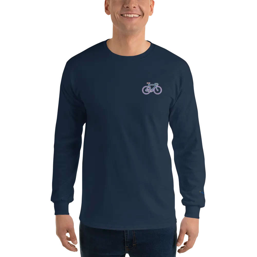LAPERO T-Shirt Manches Longues Vélo Brodé Bleu Marine