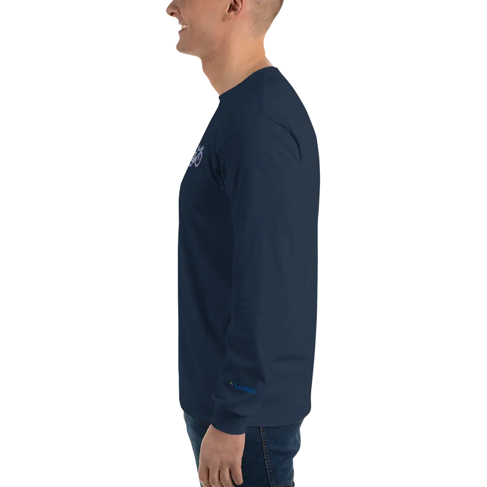 LAPERO T-Shirt Manches Longues Vélo Brodé Bleu Marine