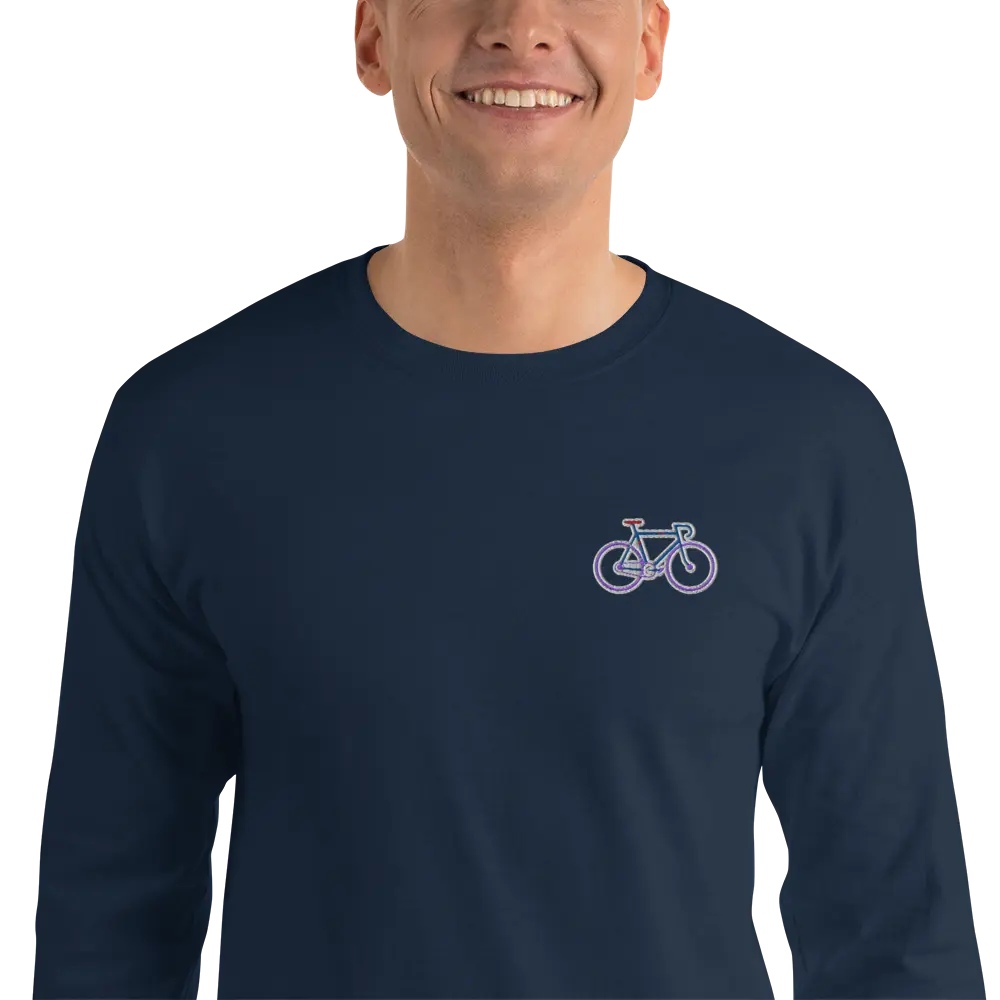LAPERO T-Shirt Manches Longues Vélo Brodé Bleu Marine