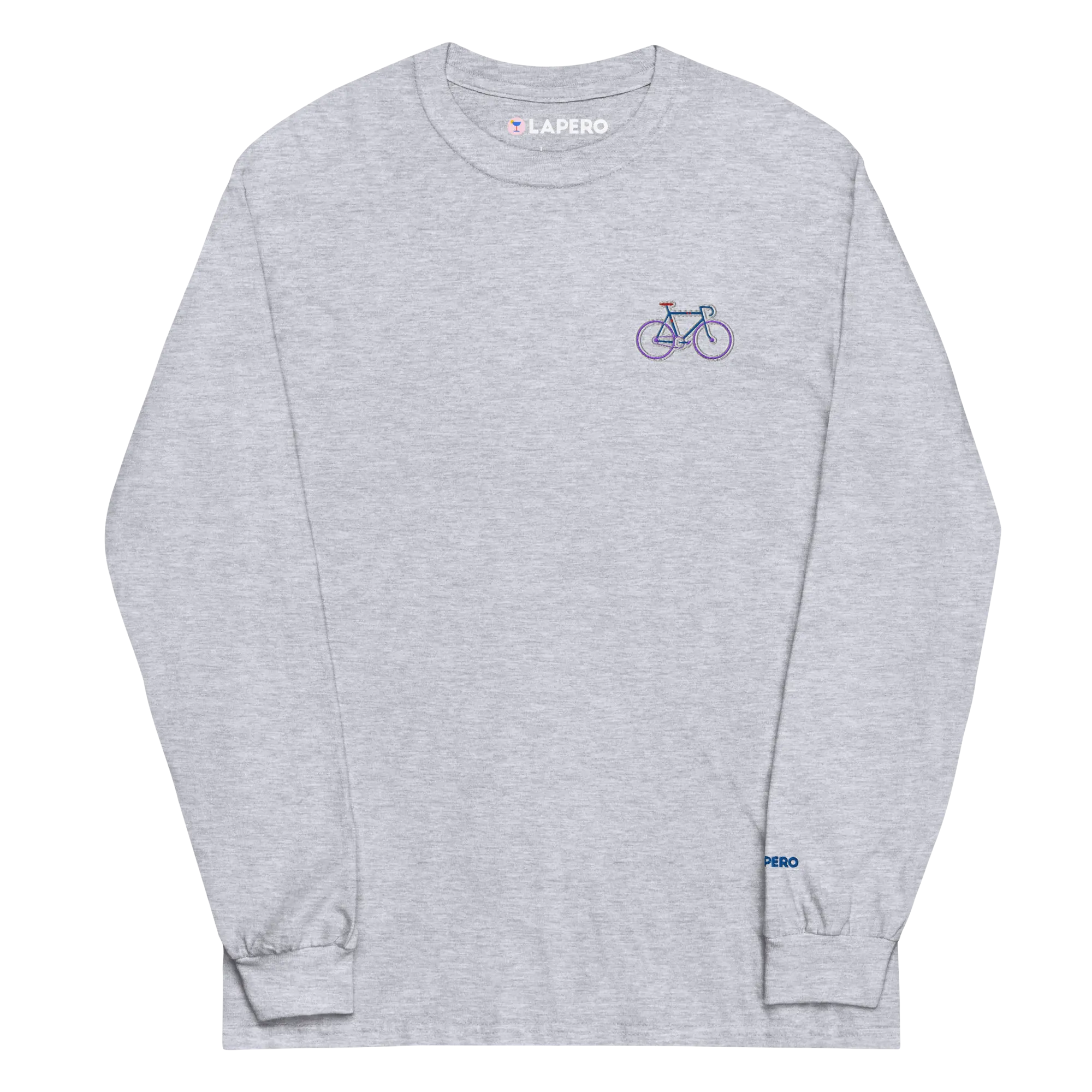 LAPERO T-Shirt Manches Longues Vélo Brodé Gris