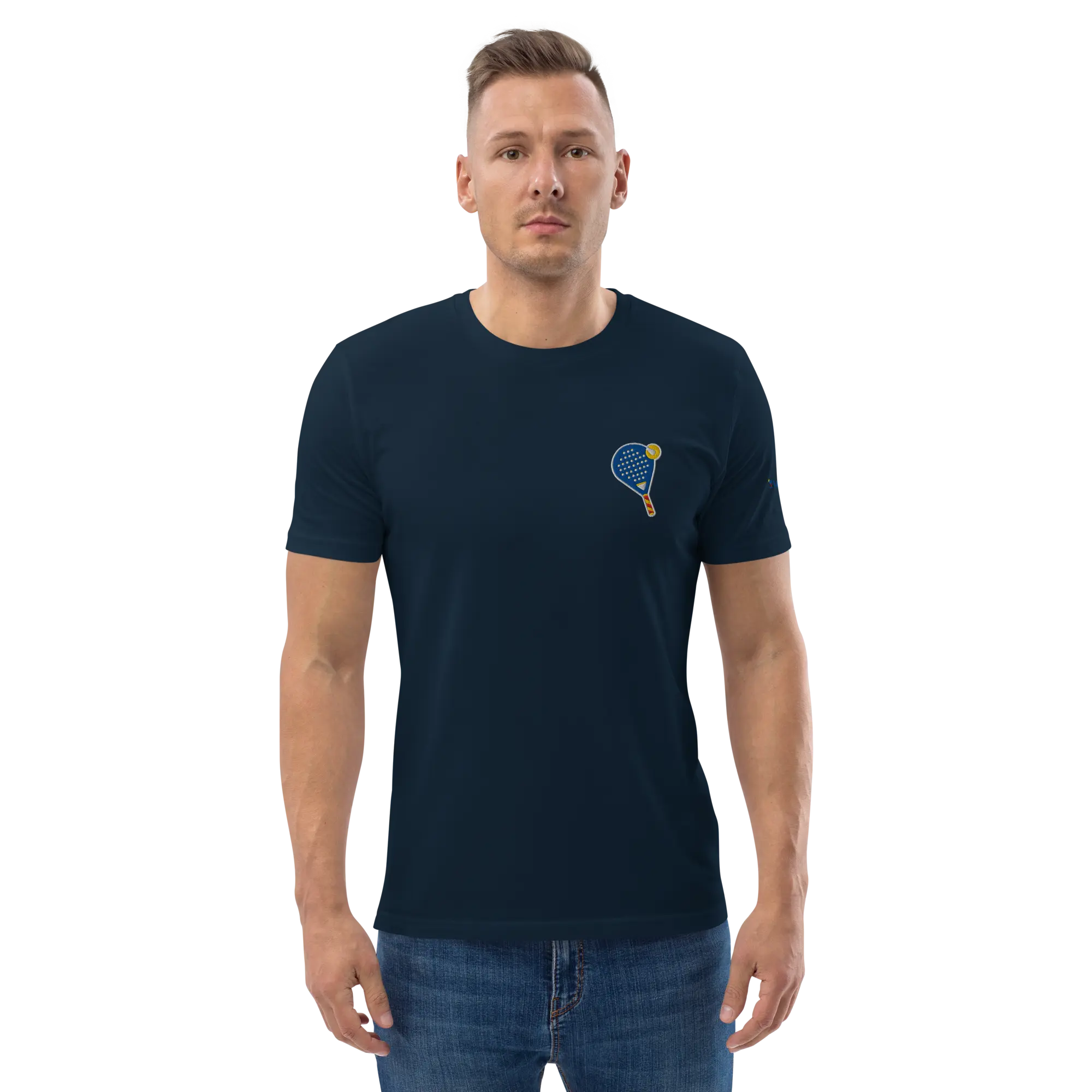 LAPERO T-Shirt Coton Biologique Padel Brodé Bleu Marine 