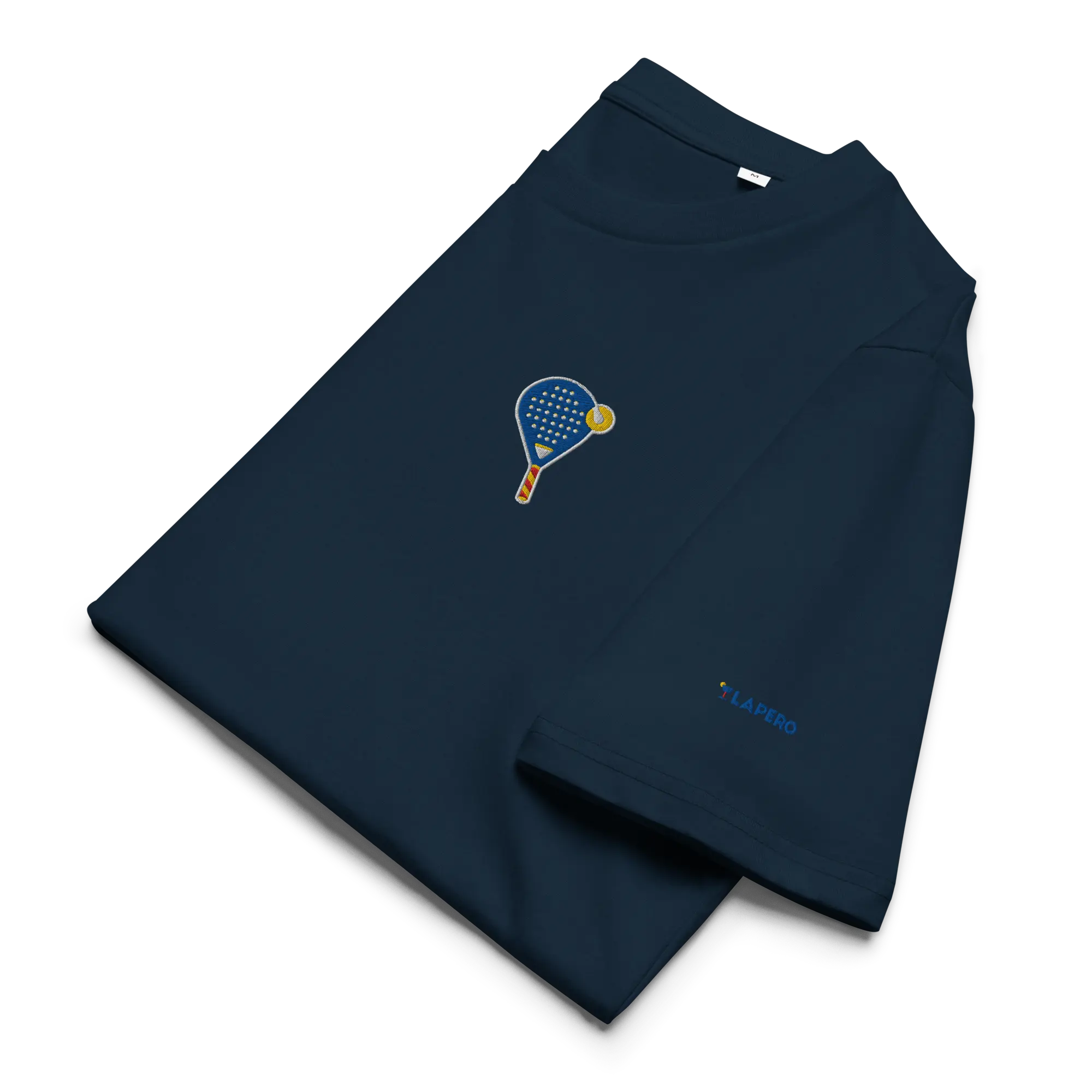 LAPERO T-Shirt Coton Biologique Padel Brodé Bleu Marine 