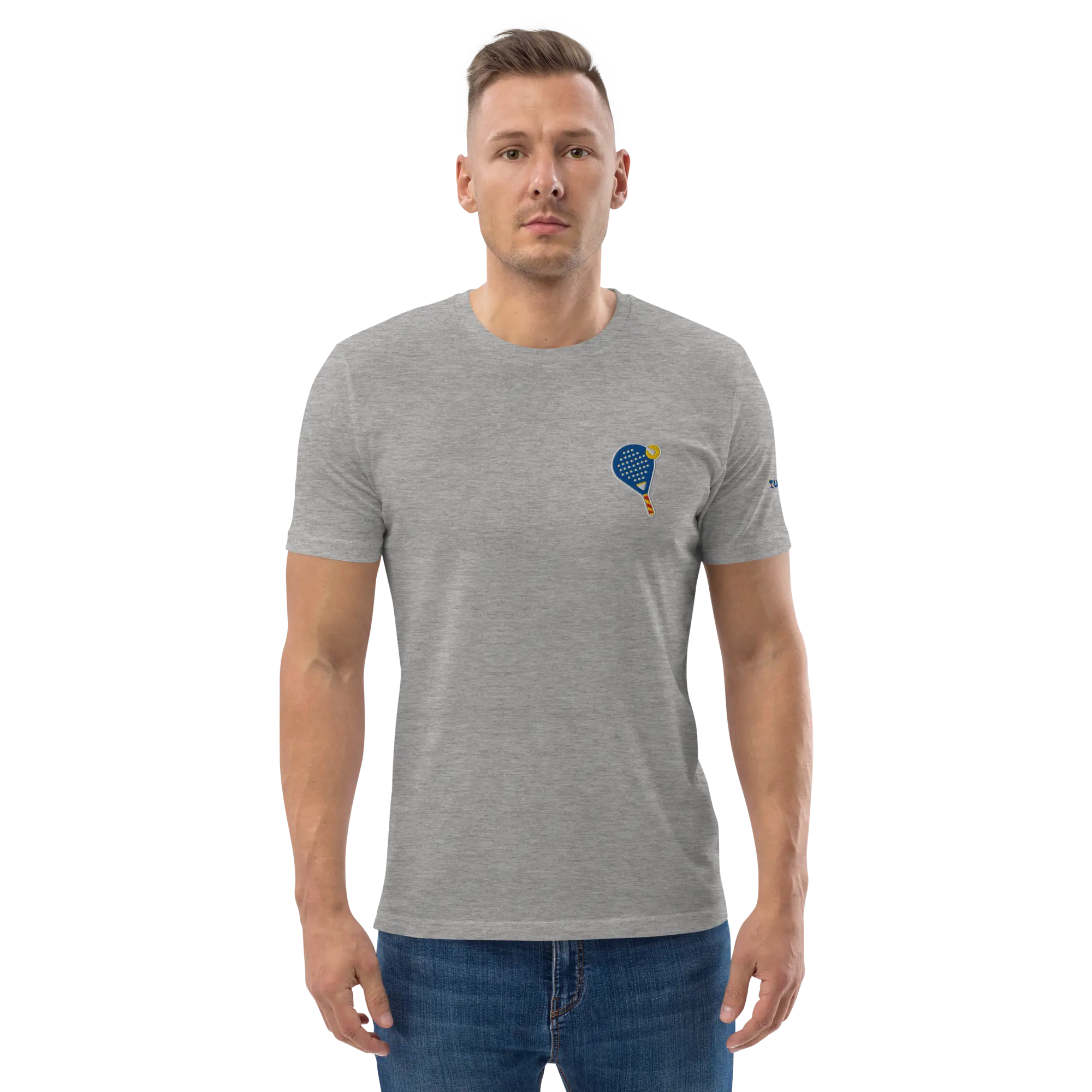 LAPERO T-Shirt Coton Biologique Padel Brodé Bleu Gris 