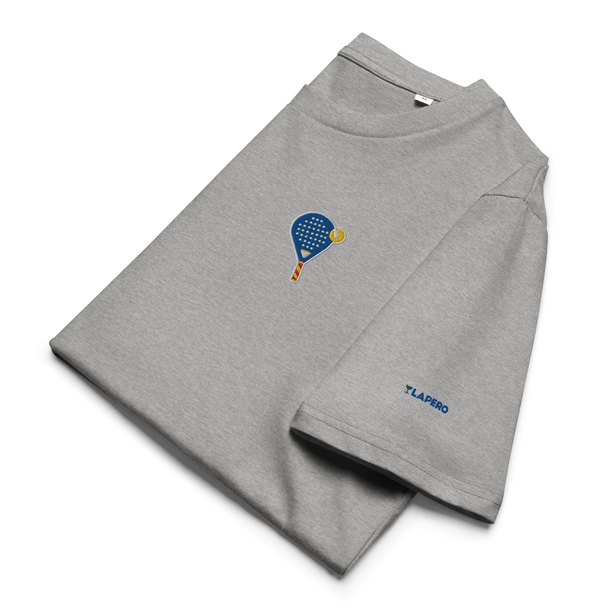 LAPERO T-Shirt Coton Biologique Padel Brodé Bleu Gris 