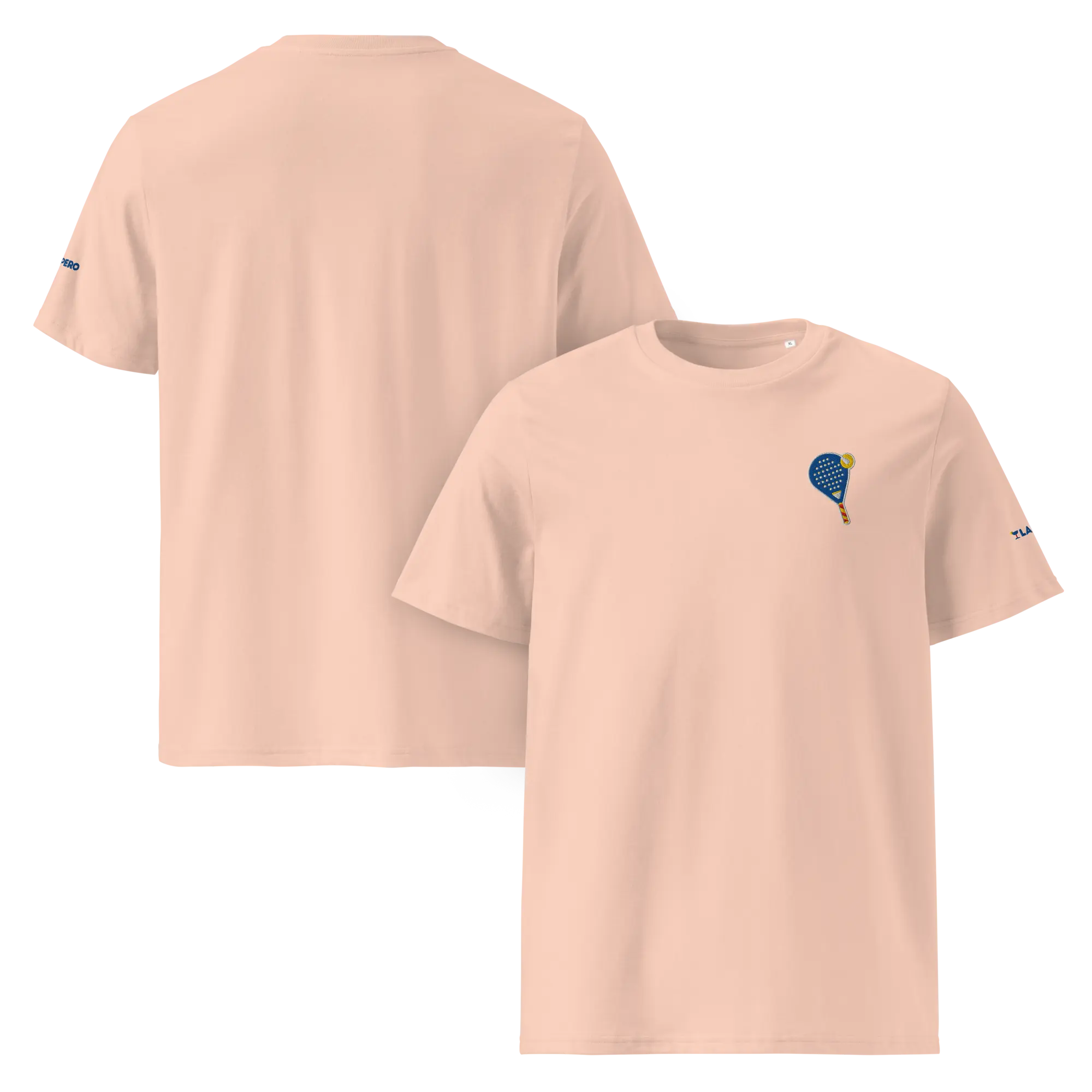 LAPERO T-Shirt Coton Biologique Padel Brodé Pêche #fr:couleur_peche,en:color_peach