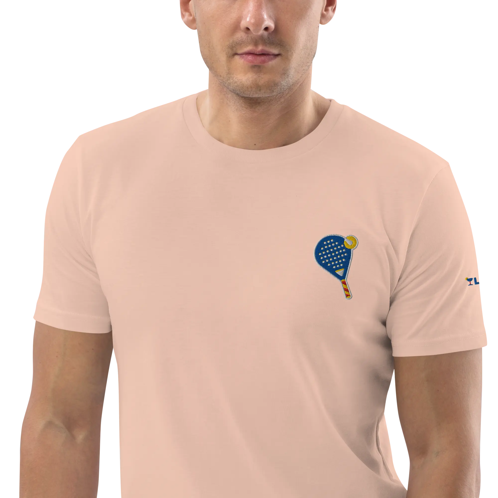 LAPERO T-Shirt Coton Biologique Padel Brodé Pêche #fr:couleur_peche,en:color_peach
