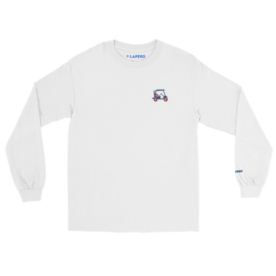 LAPERO T-Shirt Manches Longues Blanc Voiturette de Golf Brodé  
