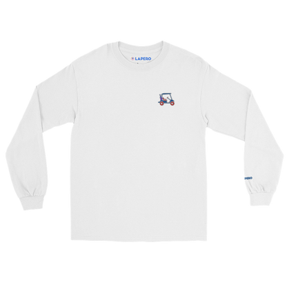 LAPERO T-Shirt Manches Longues Blanc Voiturette de Golf Brodé  