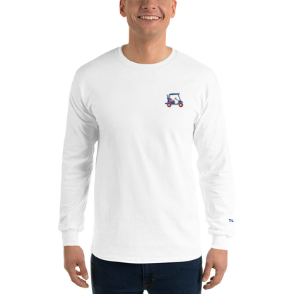 LAPERO T-Shirt Manches Longues Blanc Voiturette de Golf Brodé  