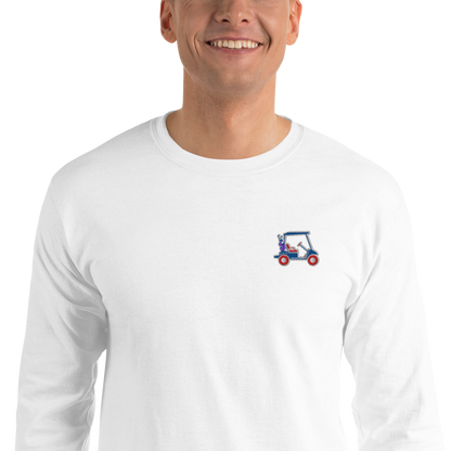 LAPERO T-Shirt Manches Longues Blanc Voiturette de Golf Brodé  