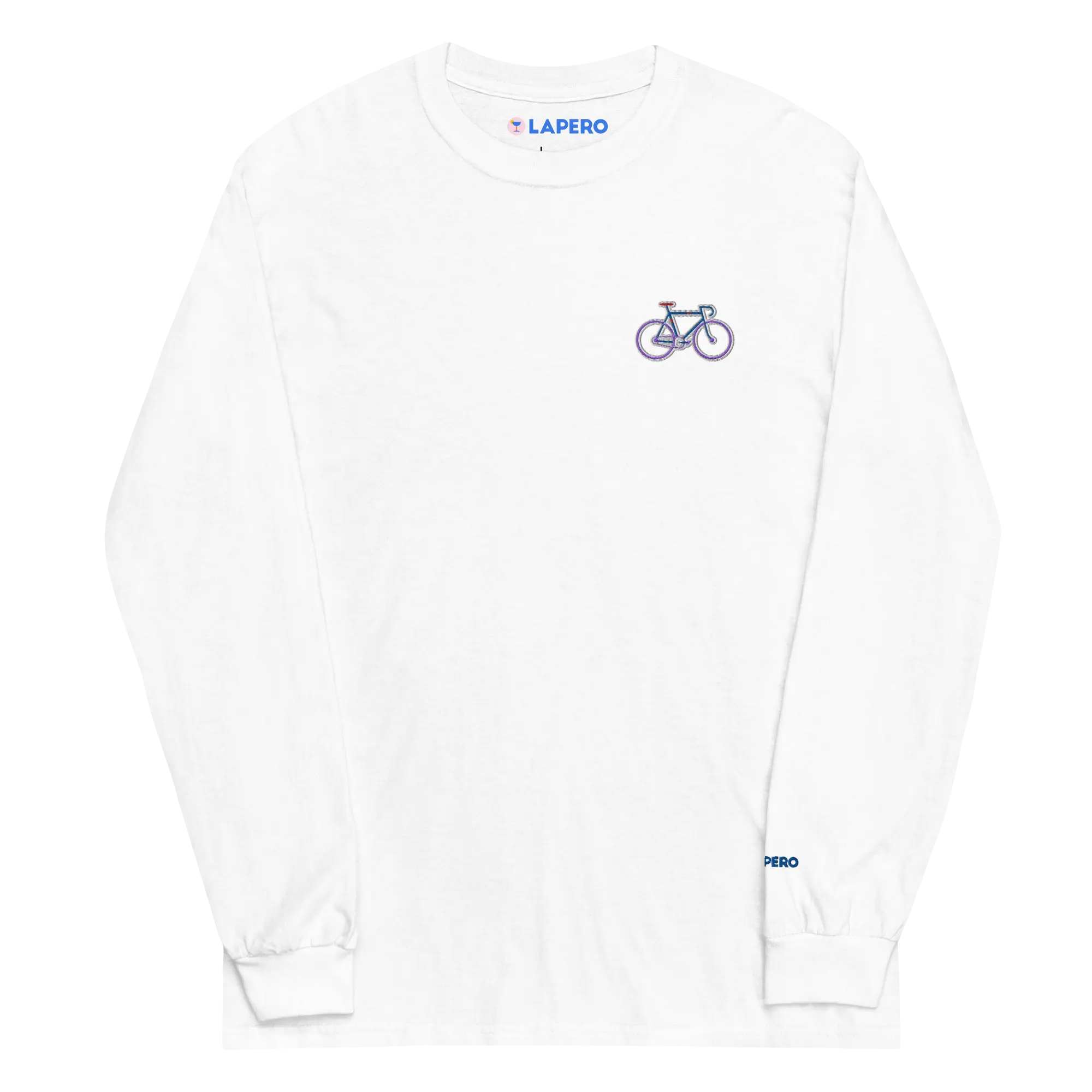 LAPERO T-Shirt Manches Longues Vélo Brodé Blanc #fr:couleur_blanc,en:color_white