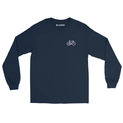 LAPERO T-Shirt Manches Longues Vélo Brodé Bleu Marine 