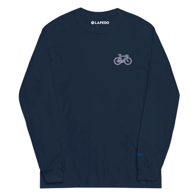 LAPERO T-Shirt Manches Longues Vélo Brodé Bleu Marine 