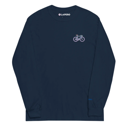 LAPERO T-Shirt Manches Longues Vélo Brodé Bleu Marine 