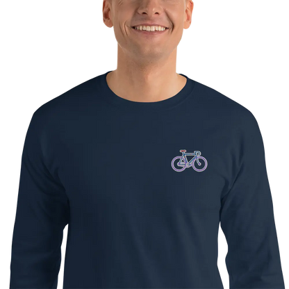 LAPERO T-Shirt Manches Longues Vélo Brodé Bleu Marine 